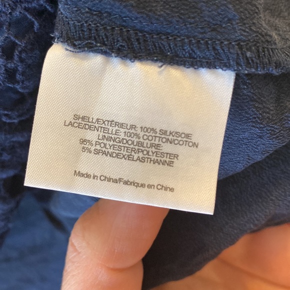 Authentic Tory Burch Long Sleeve Navy Blue Blouse with lace detail - size 4 - Picture 4 of 5